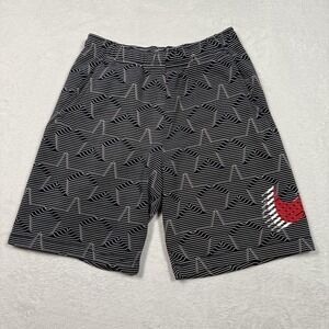 Nike Shorts Mens Medium Black White Red Swoosh‎ Athletic Gym Wave Stripe Pattern